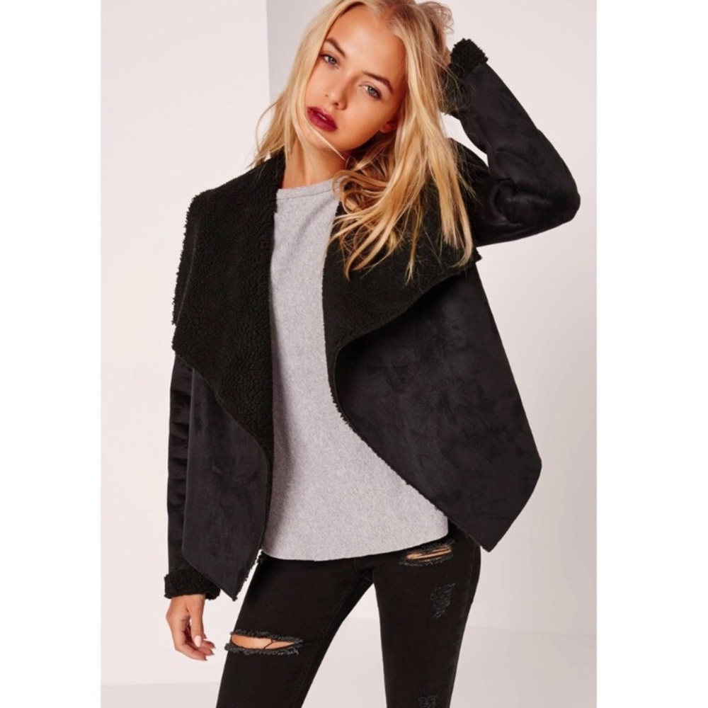 Faux shearling waterfall jacket